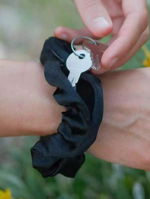 1pc Velvet Hair Ring Hidden Pocket