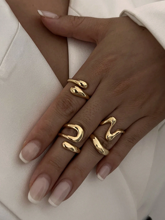 4pcs Vintage Adjustable Gold Rings Set