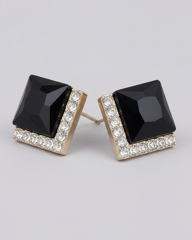 Square Black Earrings