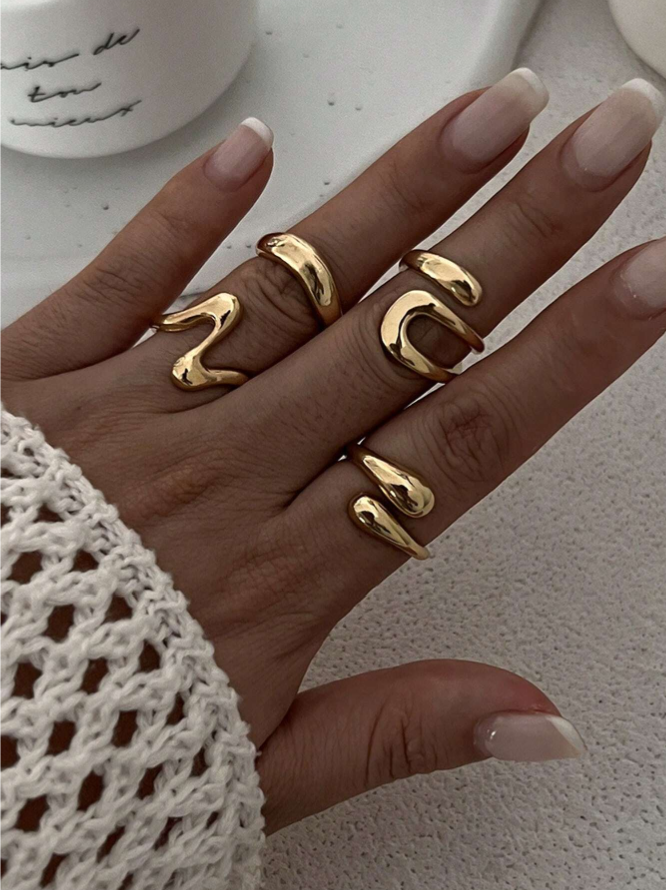 4pcs Vintage Adjustable Gold Rings Set
