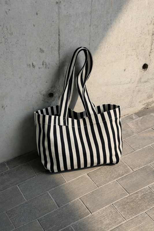 Black Stripes Tote Bag