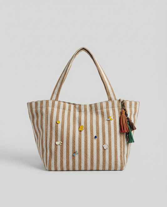 Brown Stripes Tote Bag