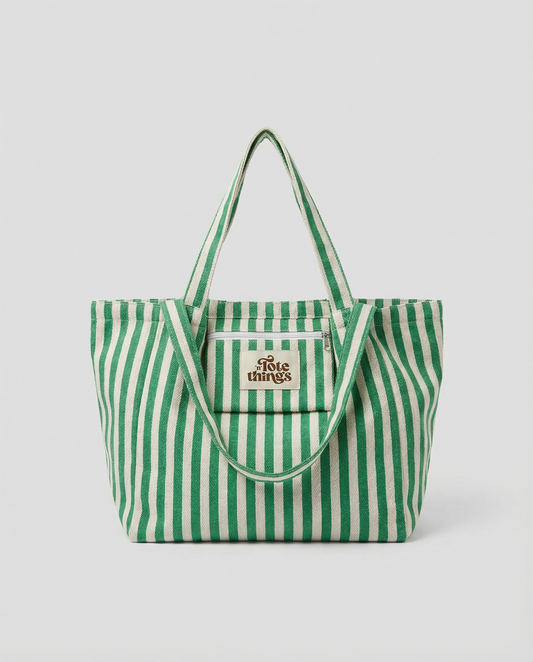 Green Stripes Tote Bag