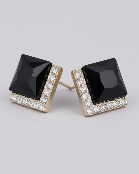 Square Black Earrings